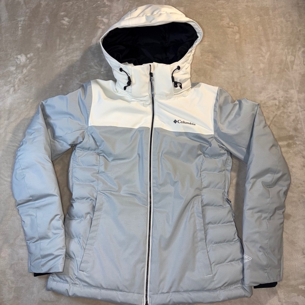 Columbia Omni-Tech Omni-Heat Ski Jacket Grey White Waterproof Insulated Womens S